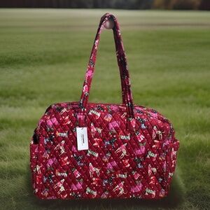 New Vera Bradley Large Weekender Travel Bag Holiday Hounds Dogs